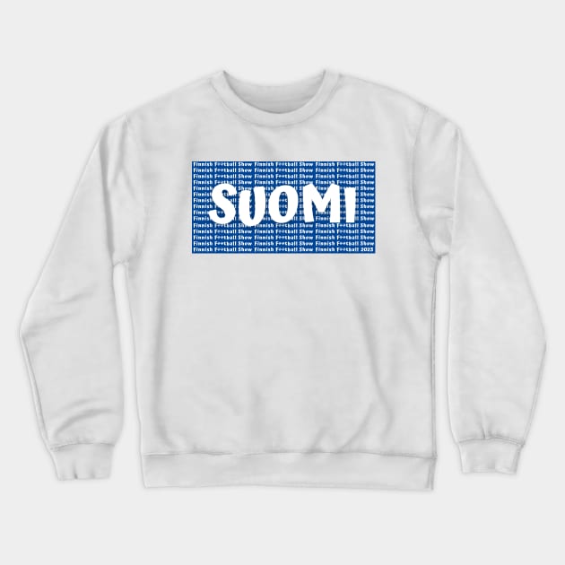 FFS Team Colours – Suomi white on blue Crewneck Sweatshirt by Finnish Football Show